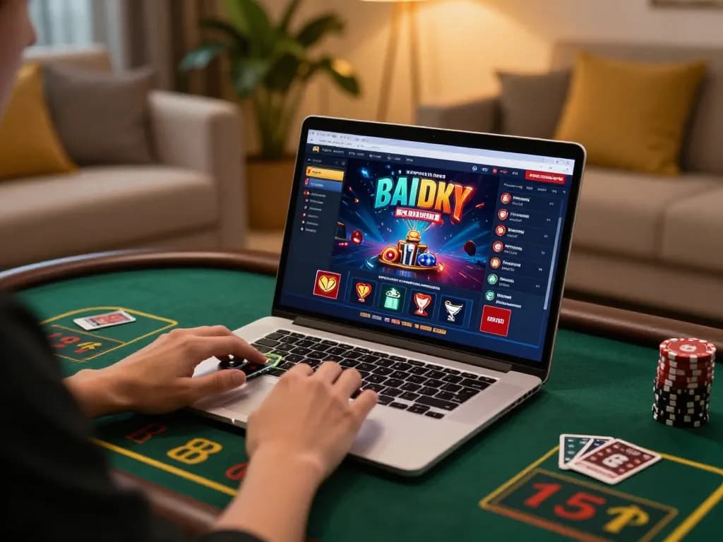 hitclub user engaged in online gaming with a laptop impressively displaying casino games.