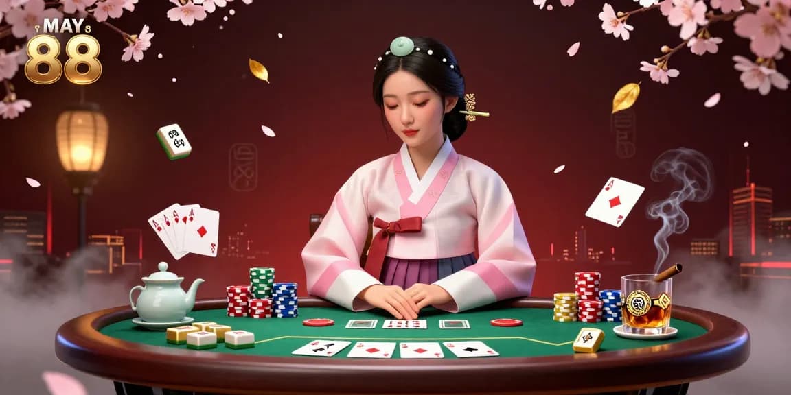 Experience the thrill of MAY 88 with a captivating poker scene showcasing elite gaming elements.