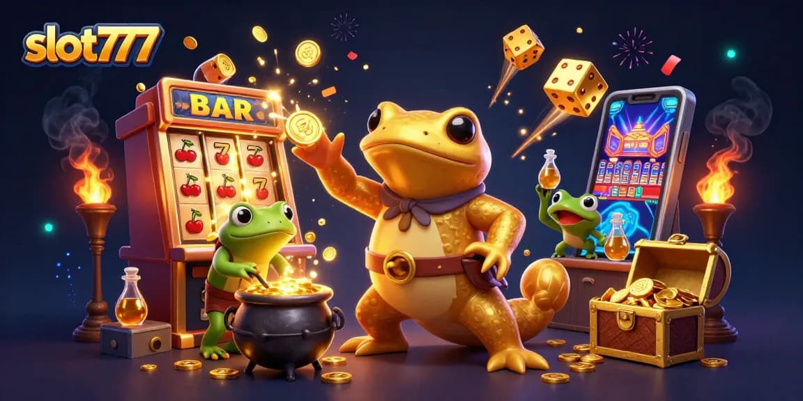 Spin to win at slot777 with vibrant 3D characters celebrating golden jackpots and magical winnings.