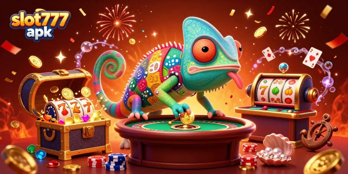 Experience the excitement of winning at slot777 apk with a vibrant 3D casino illustration.