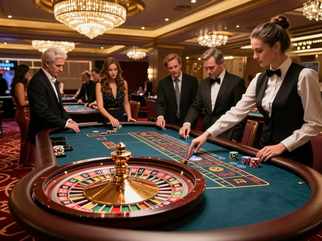 LIGA2000 players engaging in thrilling roulette gameplay in a luxurious casino setting.