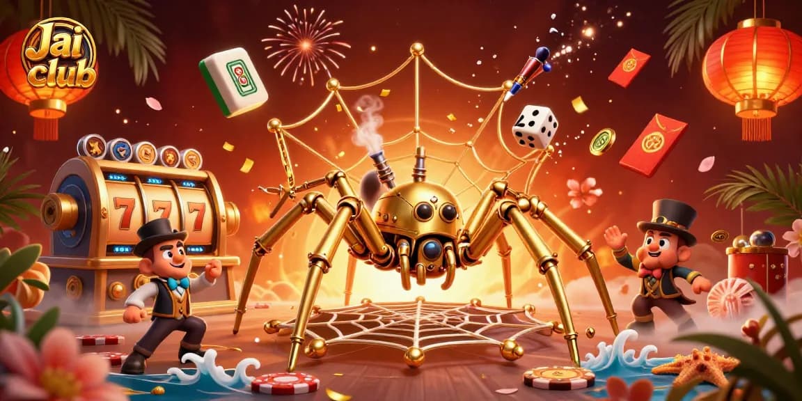 Experience thrilling wins at Jai club with a vibrant, dynamic casino scene featuring steampunk elements and slot games.