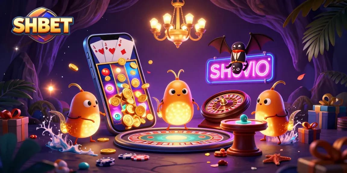 Experience thrilling gaming at SHBET with vibrant casino elements in a magical scene.