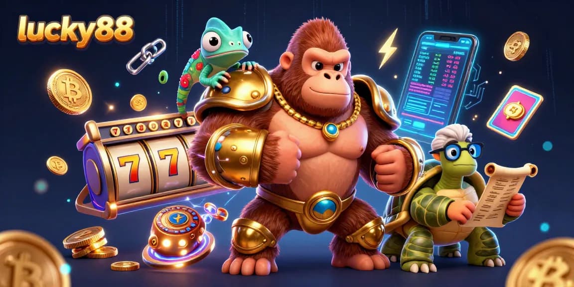 Spin lucky88 slots and witness big wins in this vibrant, colorful casino scene.