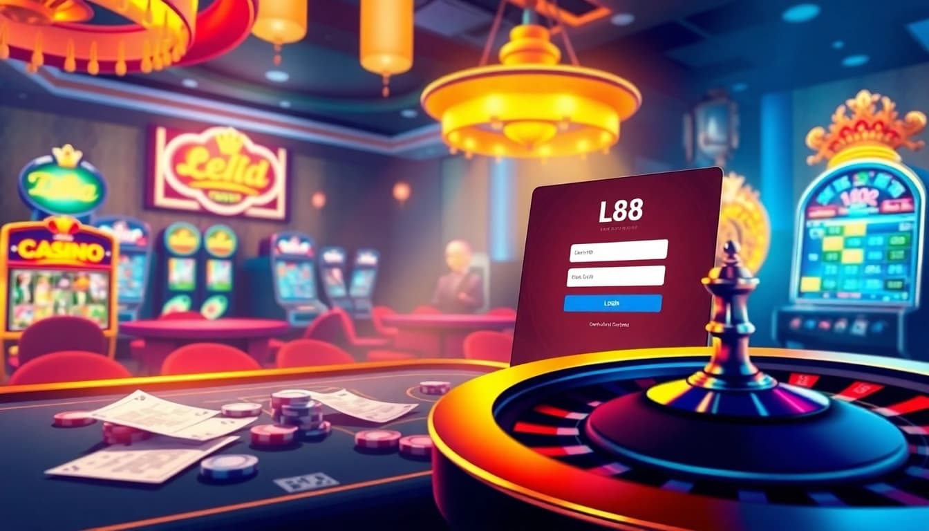 Exciting online casino scene featuring lc88 đăng nhập interface with poker and slot elements.