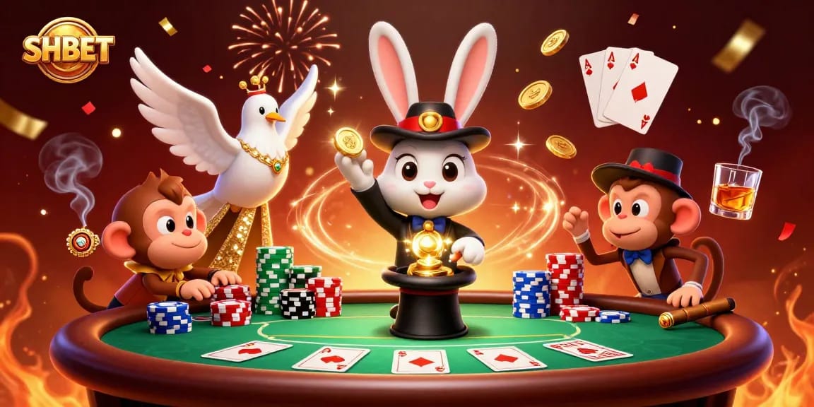 Experience SHBET's exciting casino world with vibrant characters and dynamic gambling elements.