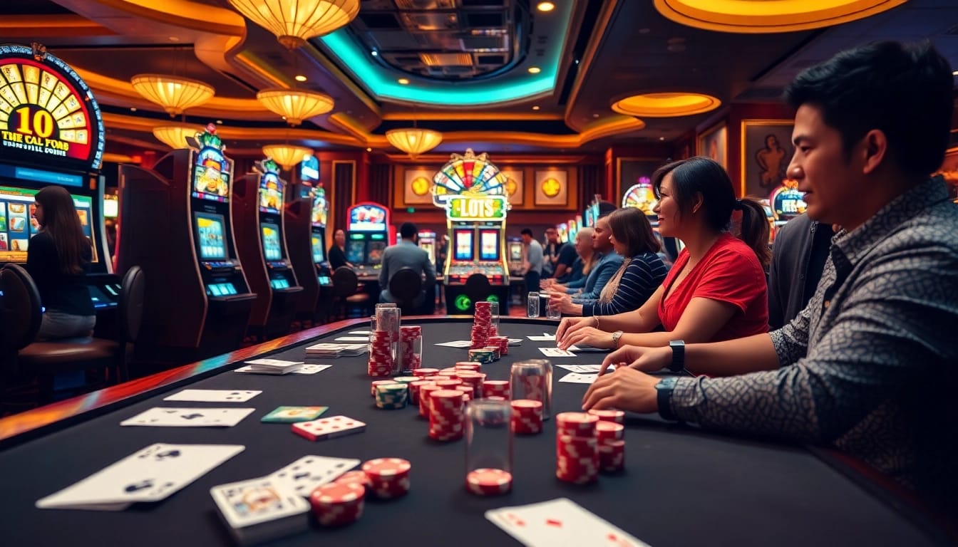 Experience the thrill of slot gacor hari ini with vibrant slots and joyous gamblers in a luxurious casino.