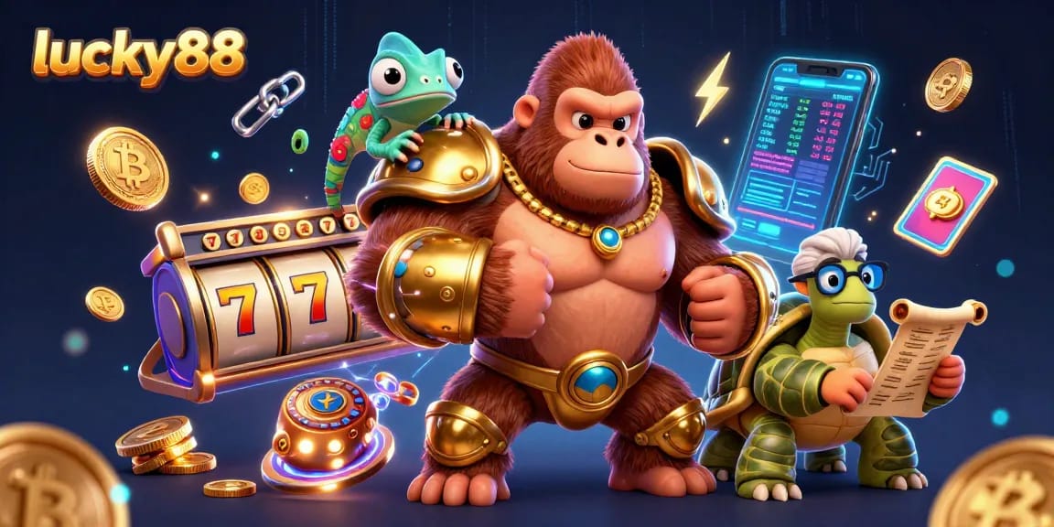 Spin lucky88 slots and witness big wins in this vibrant, colorful casino scene.