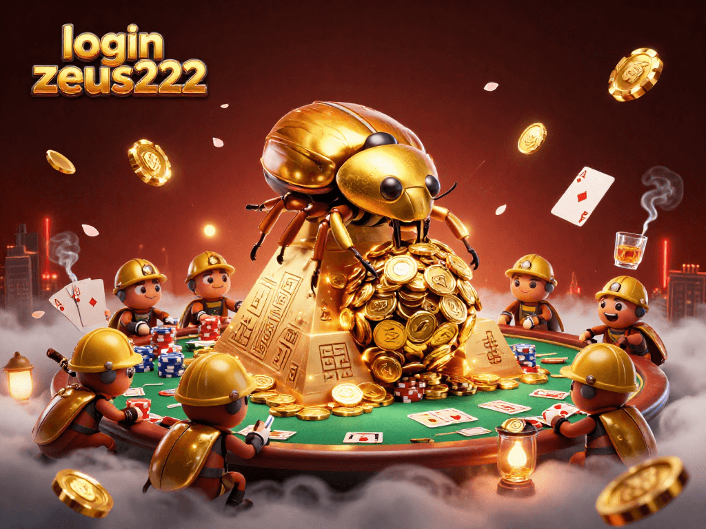 Engage in exciting gameplay at login zeus222 with a dynamic 3D illustration showcasing casino elements.