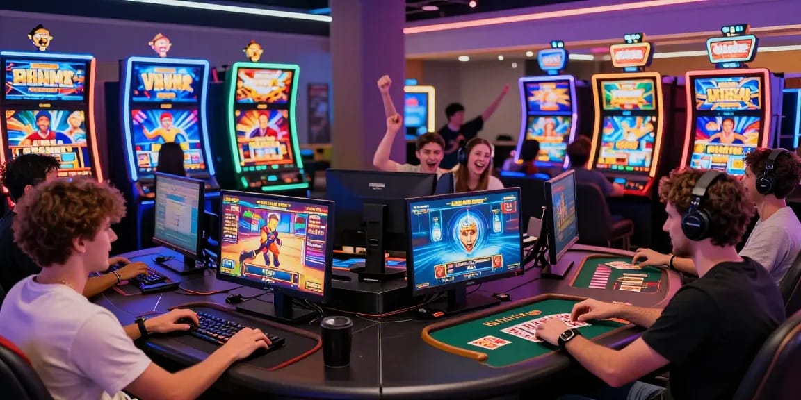 Exciting players enjoying various games on GO99 online gaming platform with vibrant atmosphere.