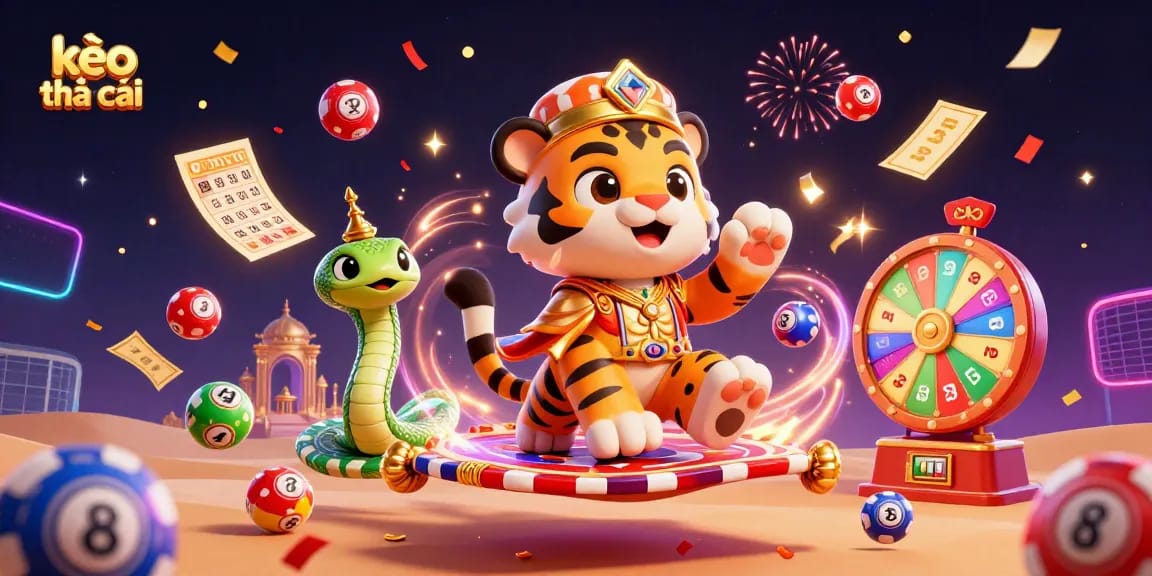 Engage with kèo nhà cái through vibrant illustrations of an Arabian-themed casino adventure, featuring lottery games.