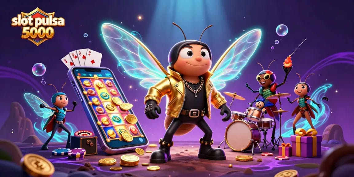 Nikmati pengalaman slot pulsa 5000 dengan karakter 3D dan elemen kasino yang menarik.