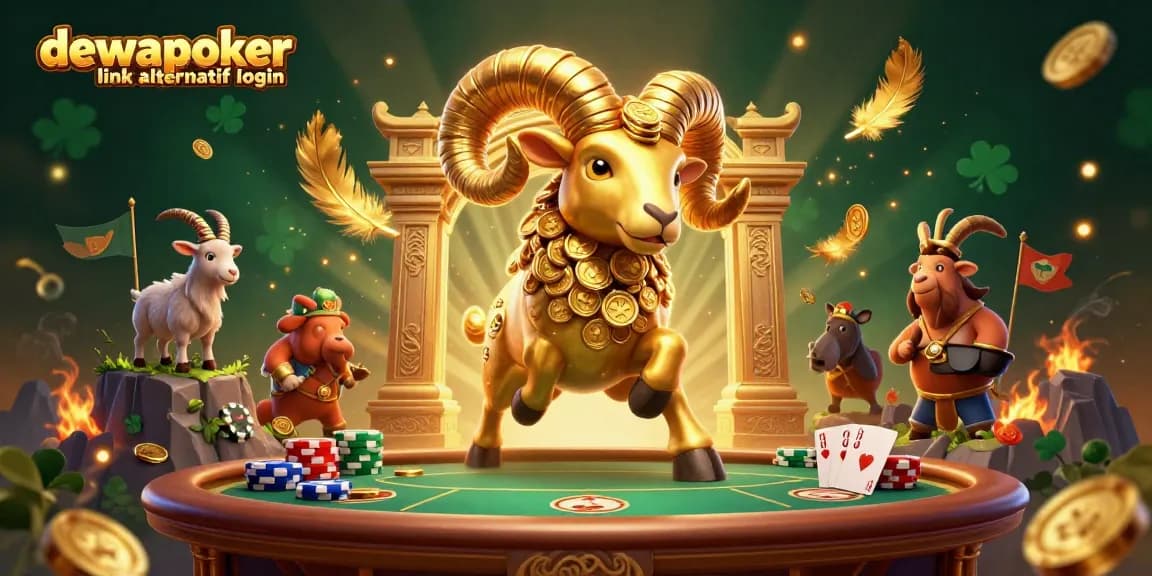 Win with dewapoker link alternatif login at this vibrant poker celebration illustration, featuring gold and action.