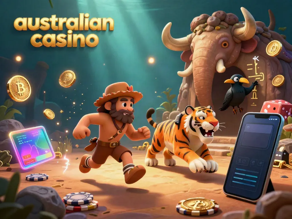 Play at this australian casino with a vibrant prehistoric theme, featuring unique characters and crypto elements.