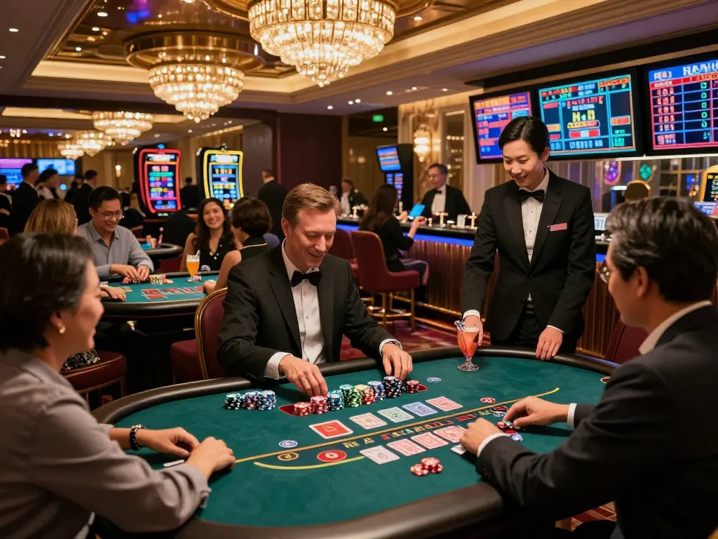 Casino in Hong Kong with guests enjoying tables and vibrant atmosphere