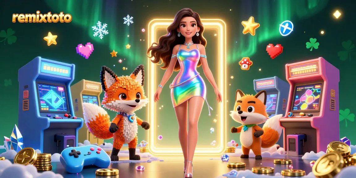 Play exciting games on remixtoto with a striking 3D illustration of dynamic casino elements and vibrant characters.