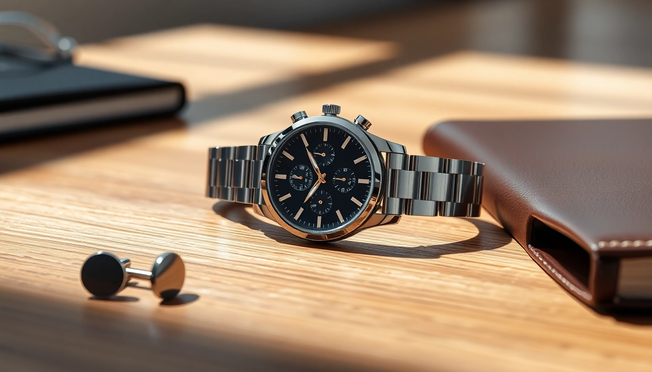 Admiring a stunning replica watch's intricate features on a polished surface.