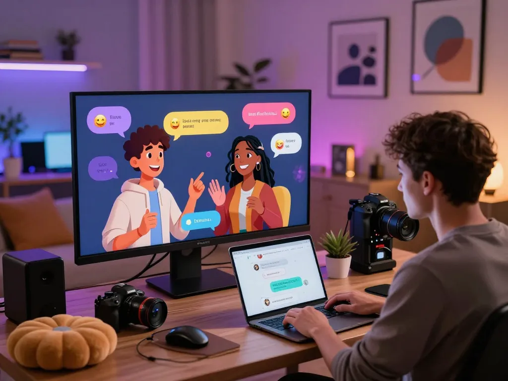 Engaging nsfw chat scene with customizable AI characters in a vibrant virtual interaction space.