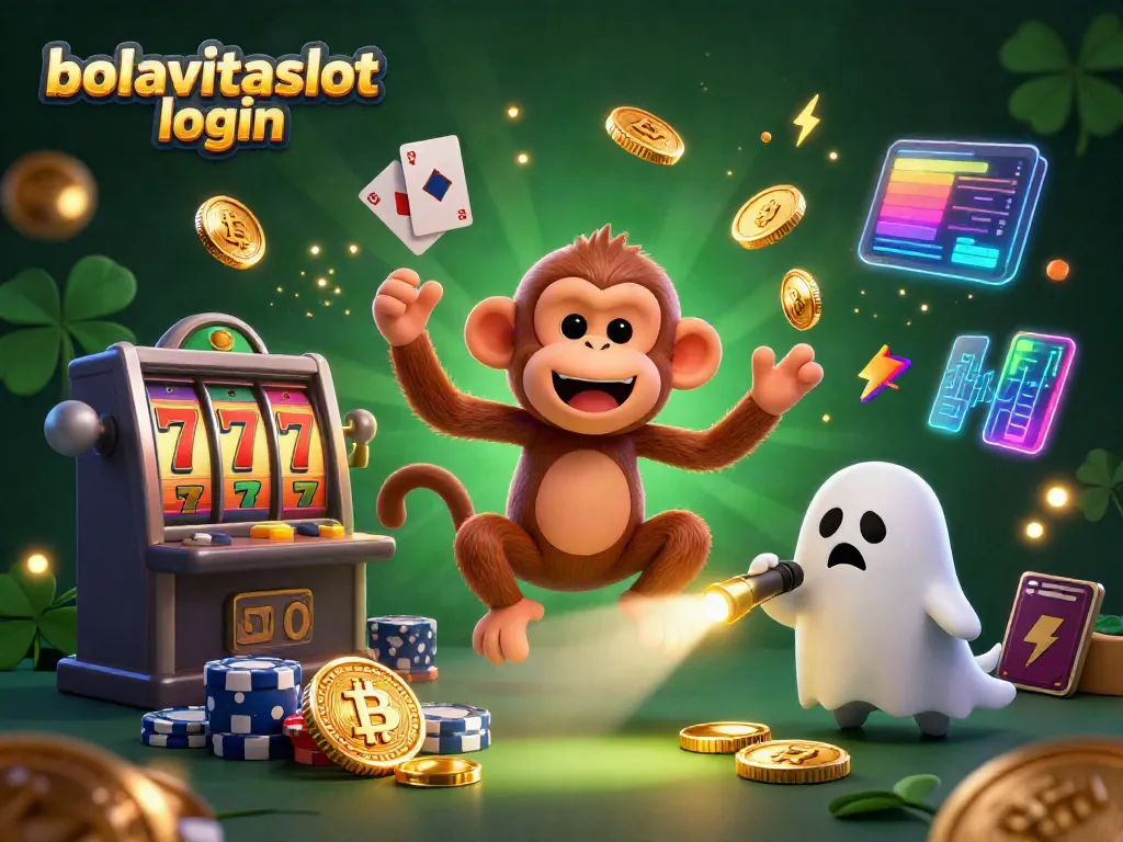 Experience the bolavitaslot login excitement with our animated casino scene featuring playful characters and vibrant gaming elements.