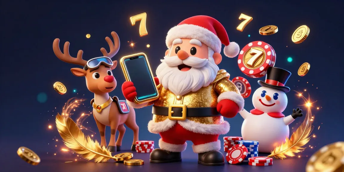 citybagelandcafe menjelaskan suasana kasino dengan karakter Santa, rusa, dan manusia salju.