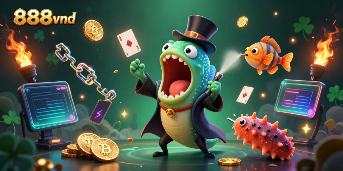 Watch the magical 888vnd experience unfold with vibrant characters in a casino scene, engaging gamblers.