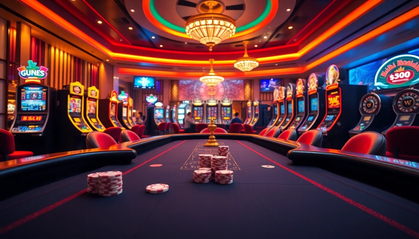Experience thrilling gaming moments at https://lc88pro.com/ with luxurious casino tables and vibrant slot machines.