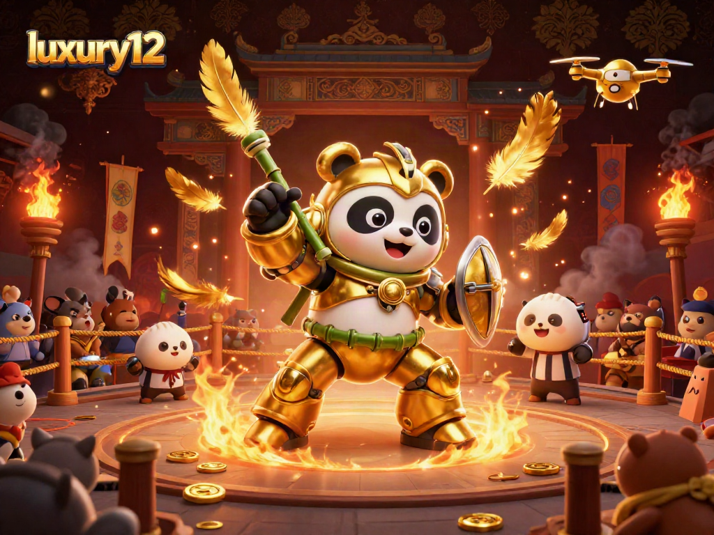 Menggenggam keberuntungan dengan luxury12, panda emas dan robot bertarung menguasai arena judi yang meriah.