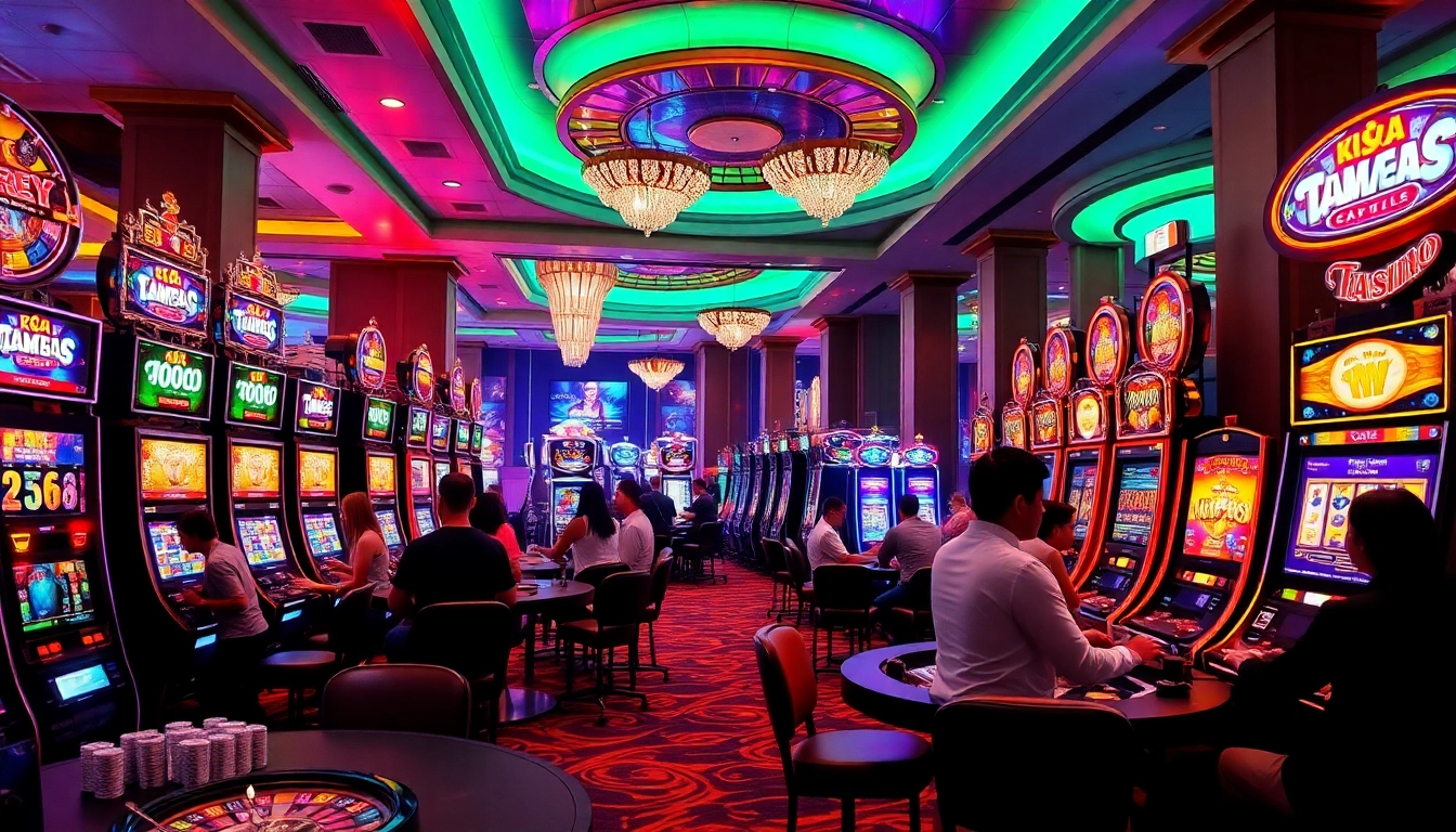 Excited players experiencing slot gacor hari ini gameplay in a luxurious casino.