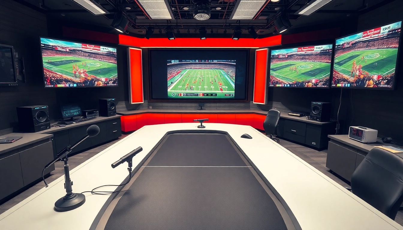 Engaging scene of sports broadcasting showcasing modern equipment and live events.