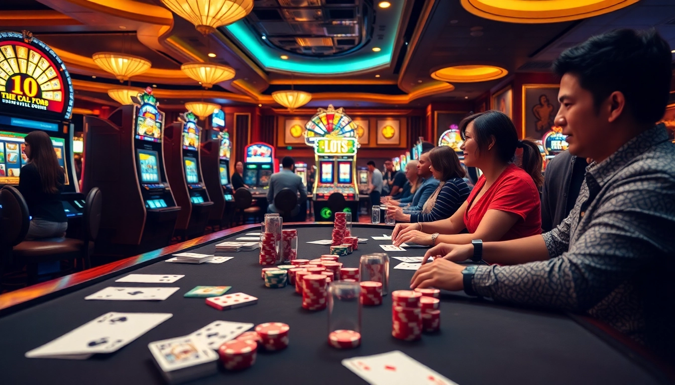 Experience the thrill of slot gacor hari ini with vibrant slots and joyous gamblers in a luxurious casino.