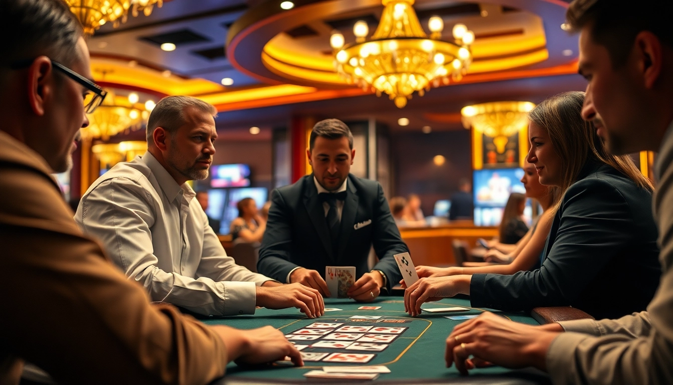 에볼루션 카지노에서 카드 게임을 즐기는 딜러와 플레이어의 역동적인 장면