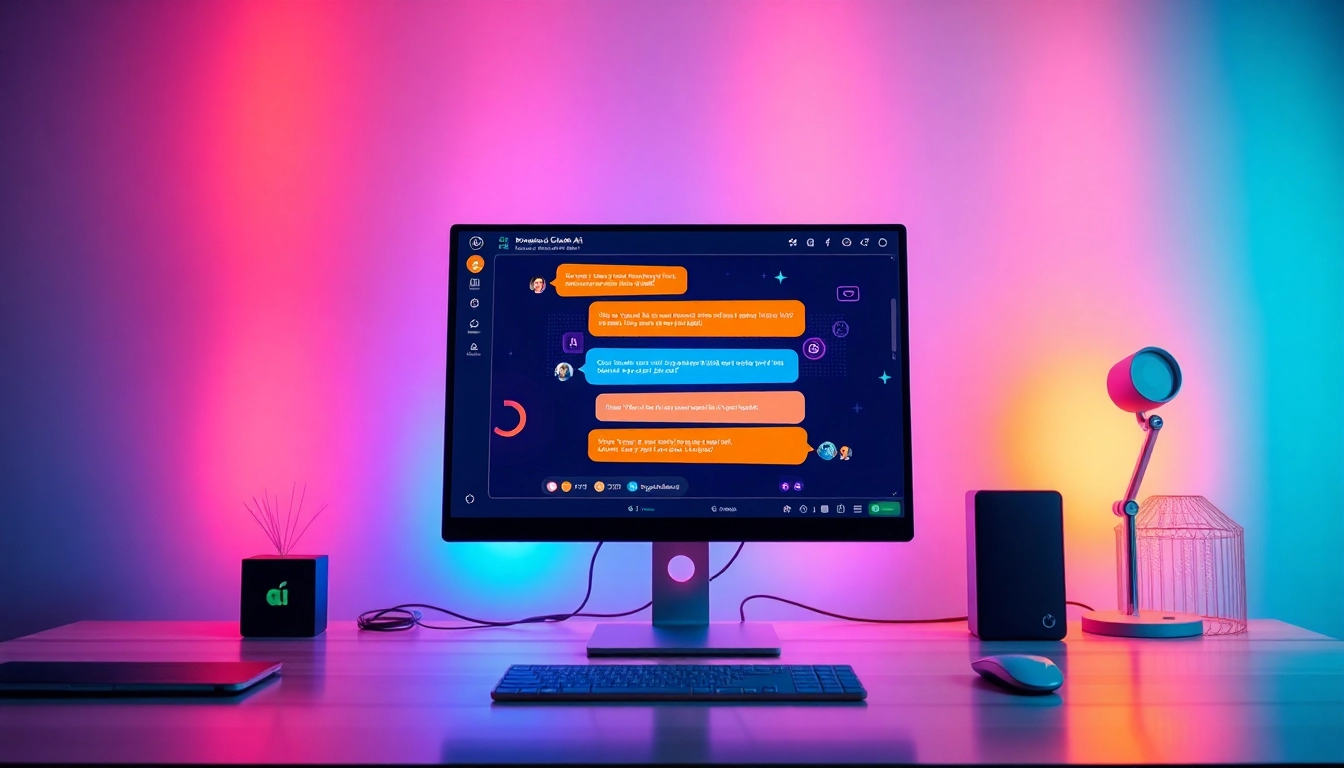 Engaging 'juicy ai' chatbot interface on a modern desktop showcasing vibrant conversation elements.