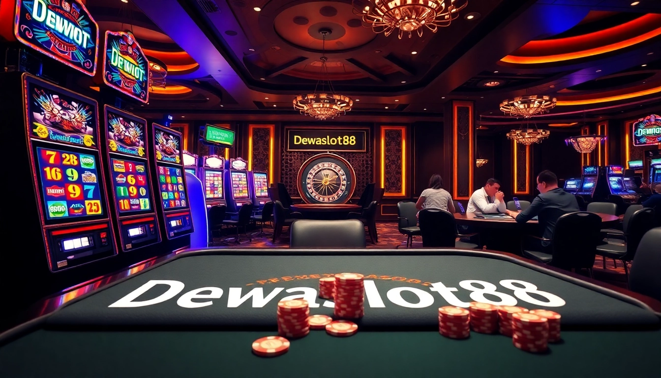 Dewaslot88 slot machines and poker tables create an exciting casino atmosphere.
