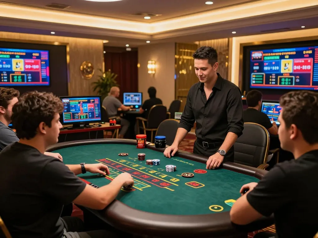 VT88 online casino scene with a live Baccarat dealer engaging players in their homes, showcasing modern gambling excitement.