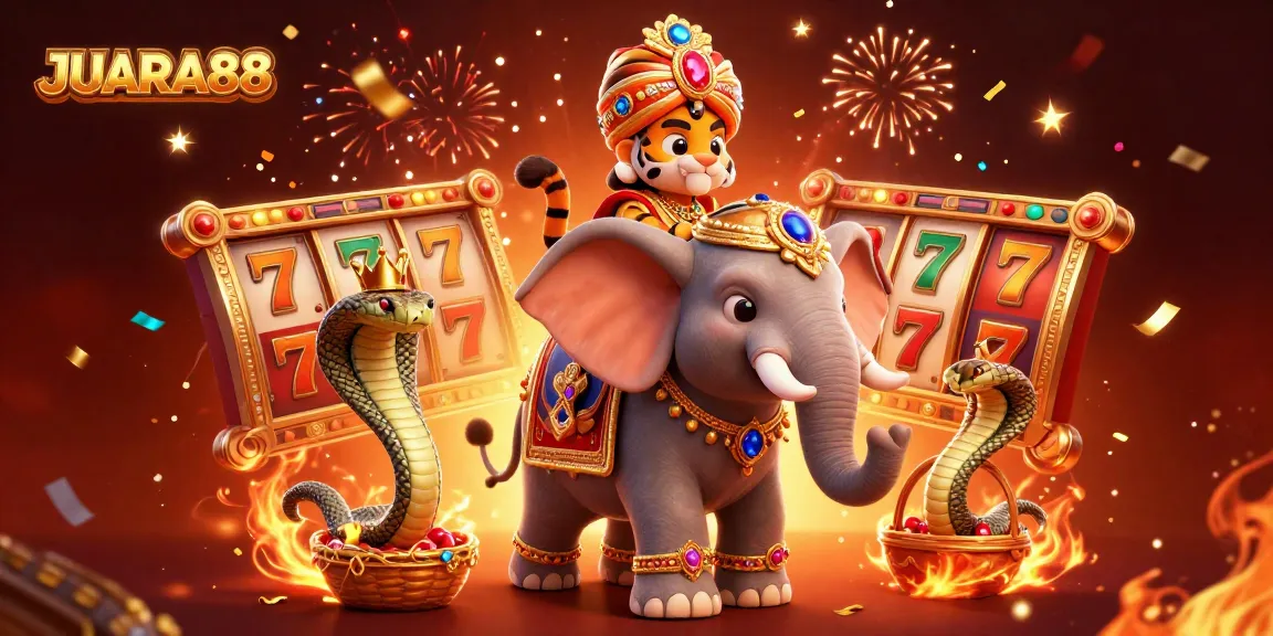 Experience thrilling gameplay at JUARA88 with a vibrant scene featuring an Indian maharaja tiger!