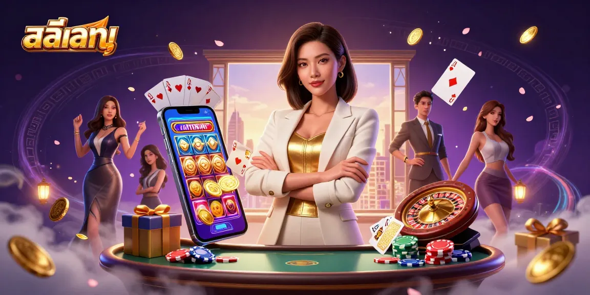 Try สล็อตทดลอง with this glamorous illustration featuring dynamic casino elements and winning energy.