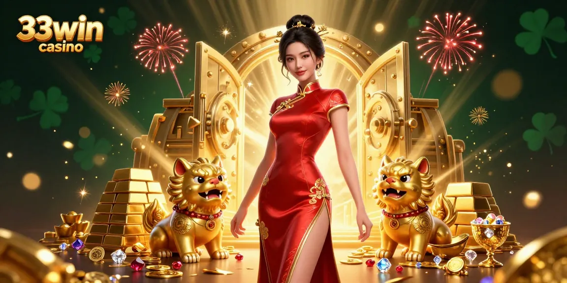 Experience the thrill of 33win casino with a vivid 3D illustration showcasing vibrant gaming elements and dynamic characters.