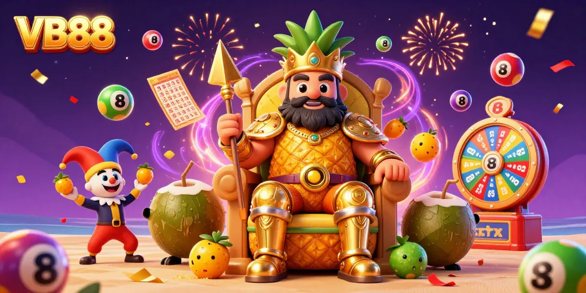 Experience exciting gameplay with VB88 at the vibrant beach casino featuring golden elements and lottery balls.