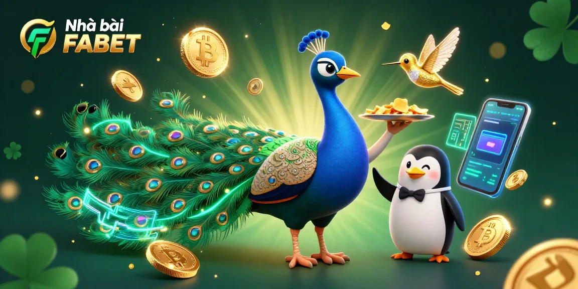 Engage in thrilling bets with Nhà cái FABET as peacock, butler, and hummingbird illuminate a vibrant gambling scene.