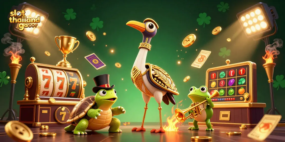 Engage in slot thailand gacor experiences with vibrant slot reels and dynamic characters celebrating wins.