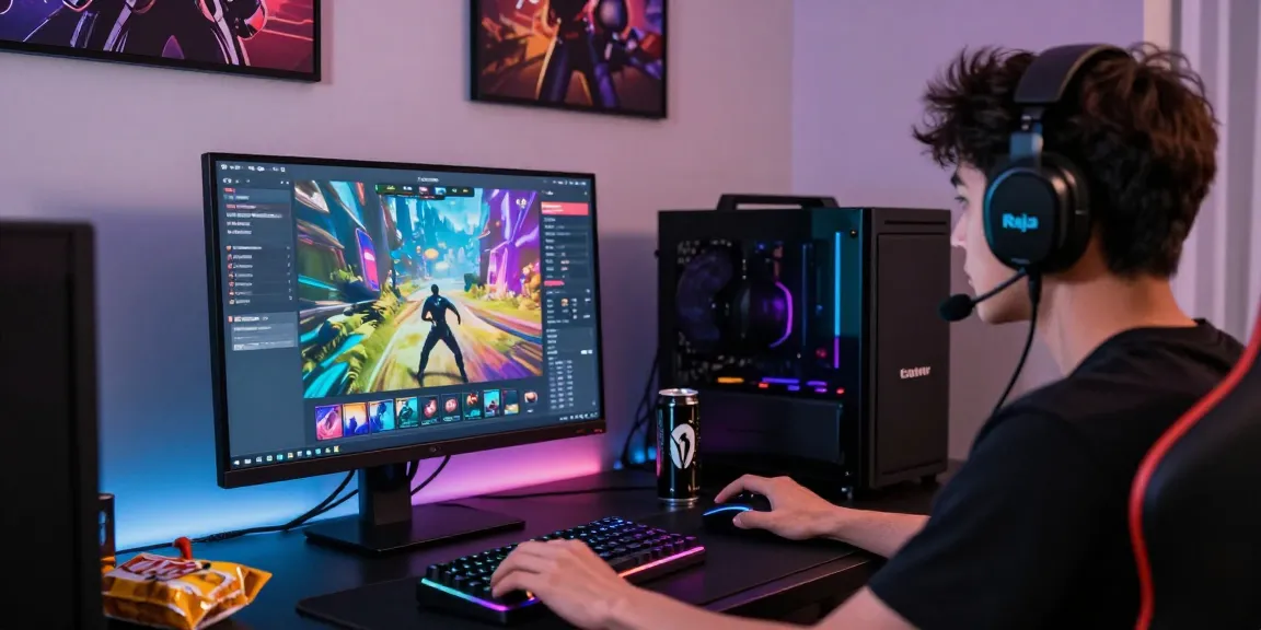 Raja Game login interface displayed on a modern gaming setup with vibrant lights and snacks.