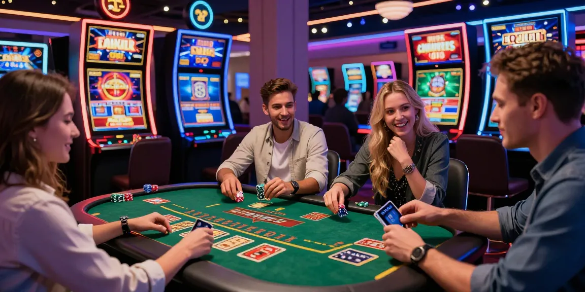 Engaging scene of players at credit card casinos enjoying diverse games with vibrant atmosphere and visible excitement.