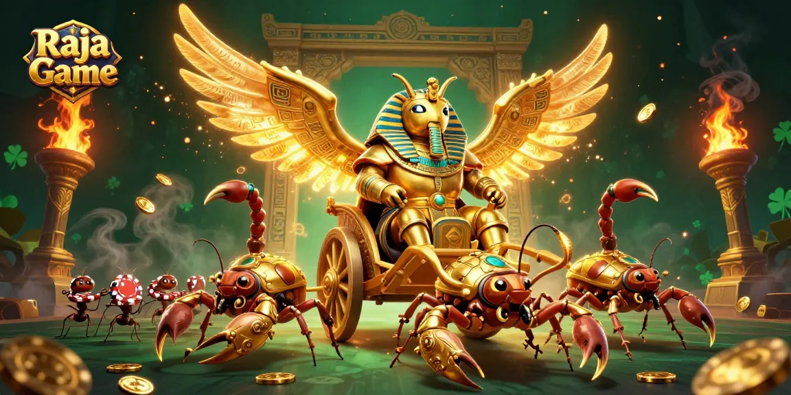 Win exciting rewards with Raja Game's thrilling 3D illustrated gaming adventure featuring animated casino elements.