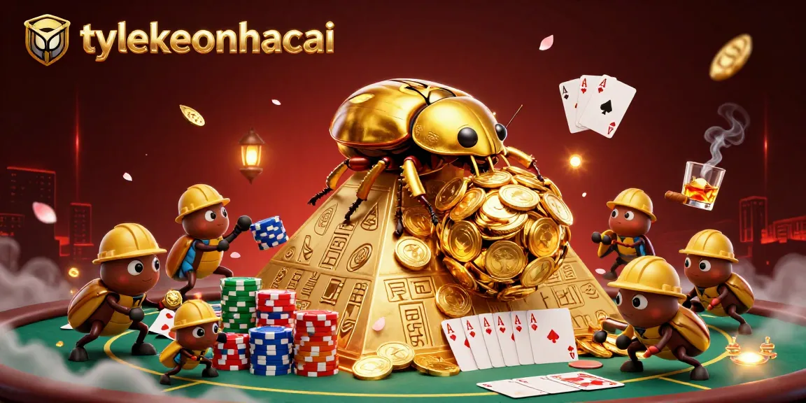 Engage with tylekeonhacai as golden beetles roll in a dynamic casino pyramid scene.