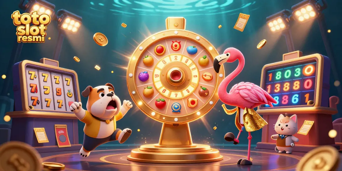 Win big at toto slot resmi with a vibrant, action-packed 3D casino illustration showcasing exciting gaming elements.