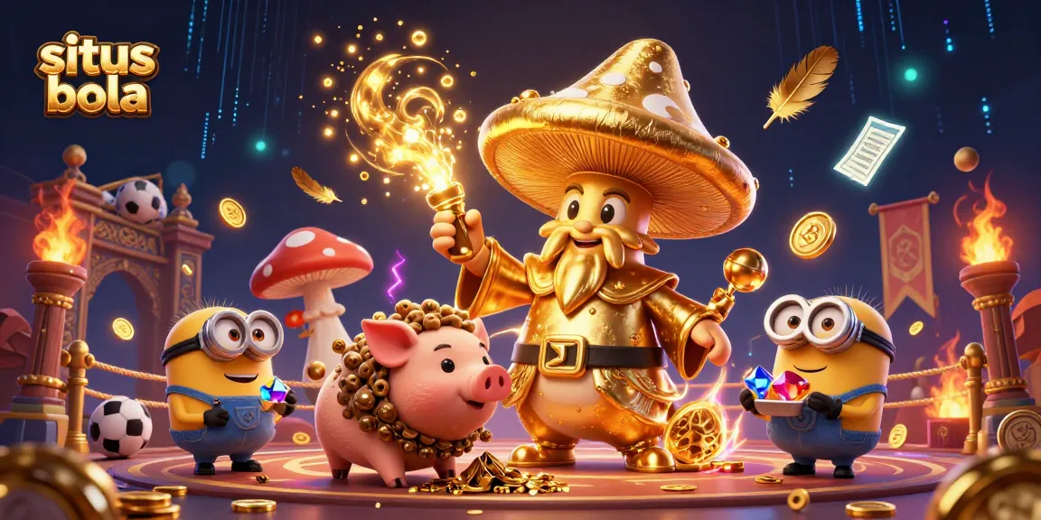 Engage in thrilling sports betting action at situs bola with golden magical effects and colorful dynamic visuals.