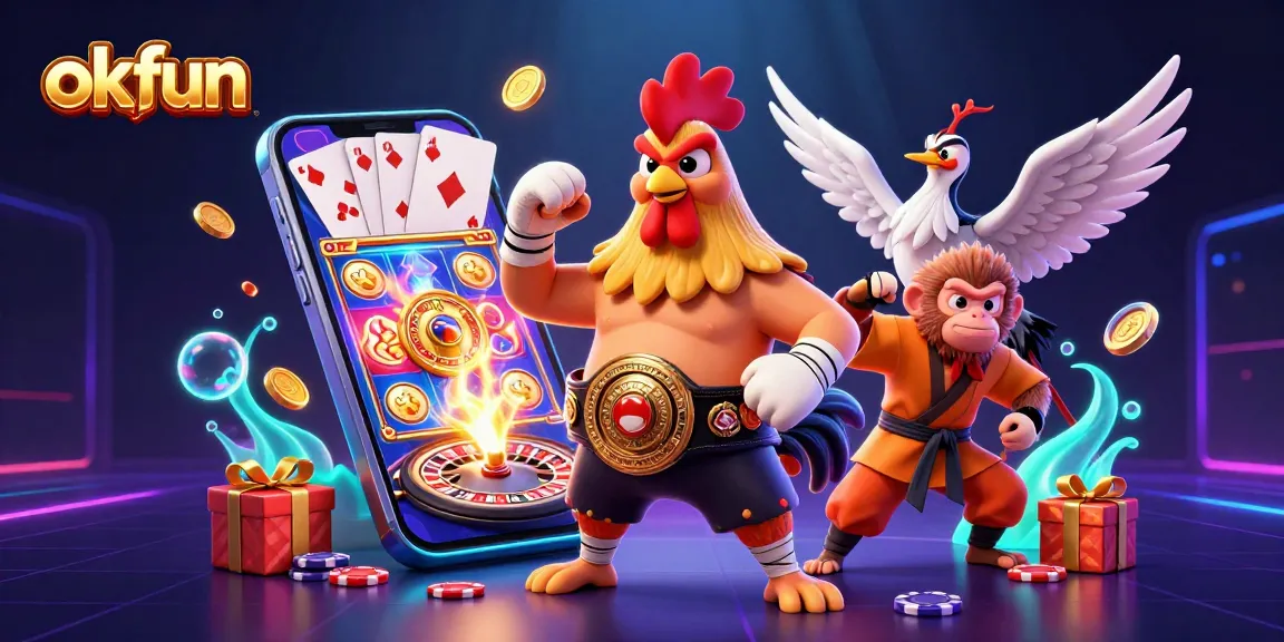 Experience thrilling gameplay at okfun with a lively casino scene featuring vibrant characters and exciting game elements.
