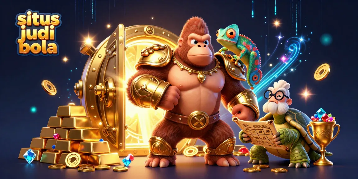 Engage in intense gaming action with situs judi bola as a powerful gorilla king and a color-changing chameleon lead a treasure hunt.